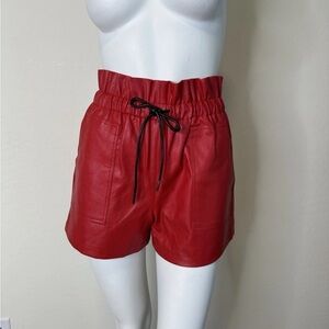 RED FAUX LEATHER HIGH WAISTED WOMENS SHORTS XS NWT